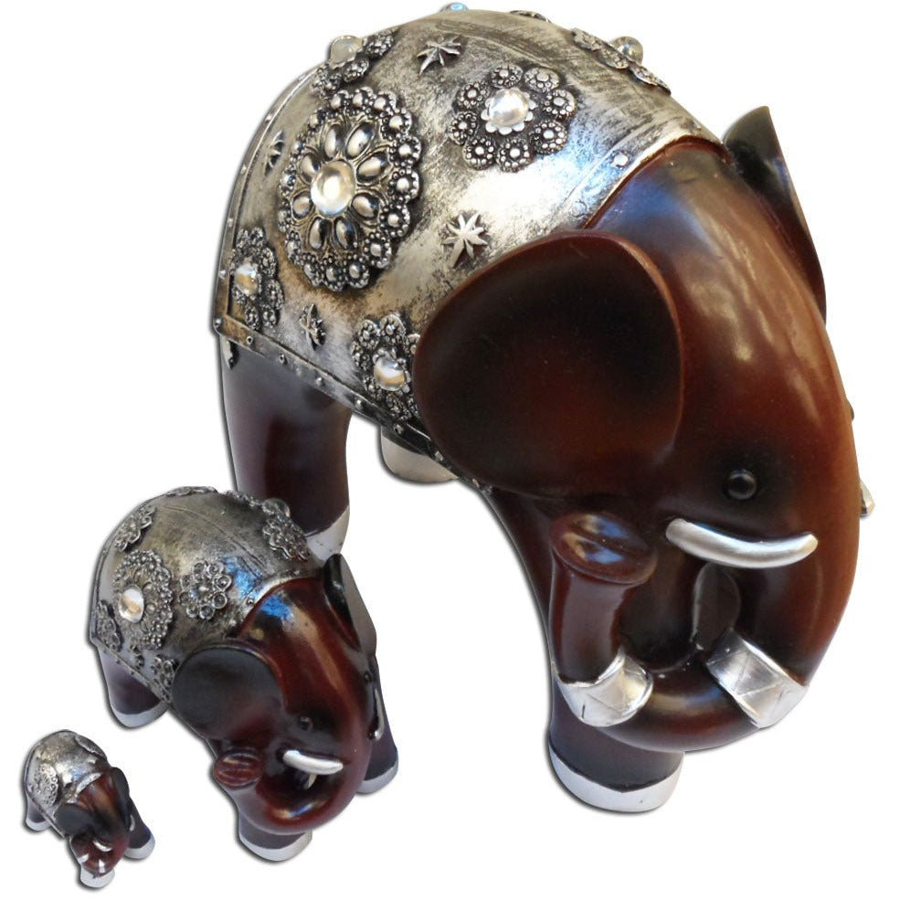 Fancy Decorated Elephants in 3 Sizes - Polymer Clay Statuette - 204-1325-YX - ToolUSA
