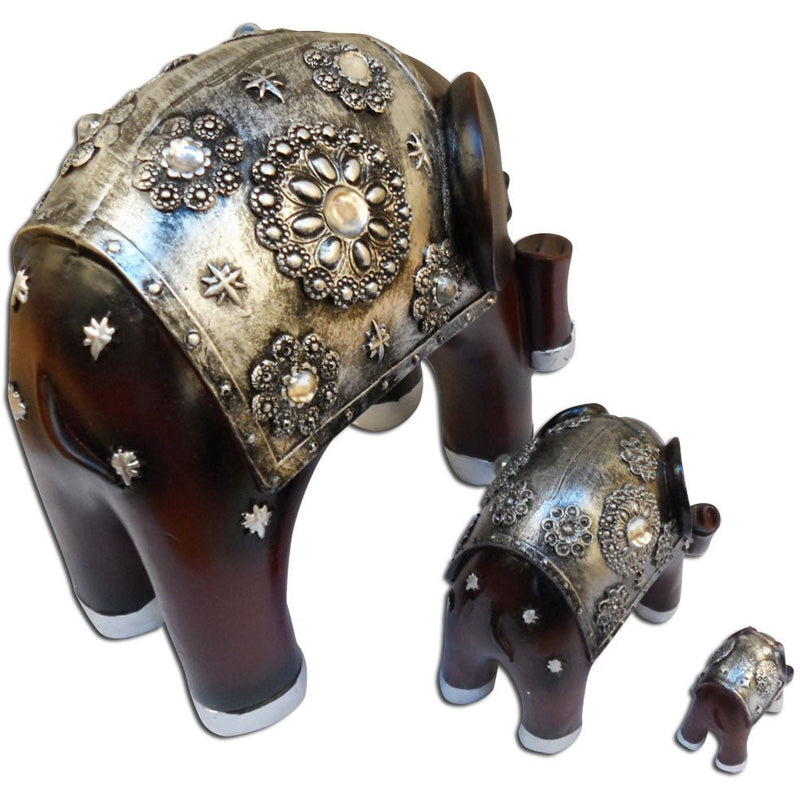 Fancy Decorated Elephants in 3 Sizes - Polymer Clay Statuette - 204-1325-YX - ToolUSA