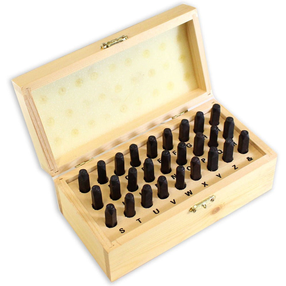 Fancy Script Font Punches in Wooden Box - ToolUSA