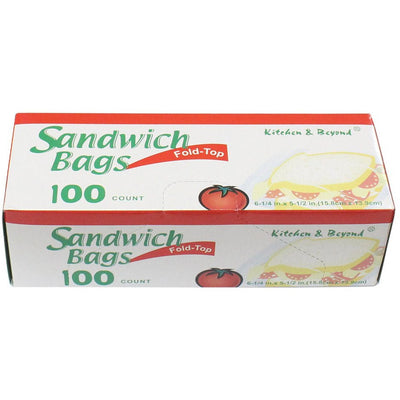 Fold-Top Sandwich Bags-Box Of 100 Count In Clear Plastic - D3-SAND-F100-Z02 - ToolUSA