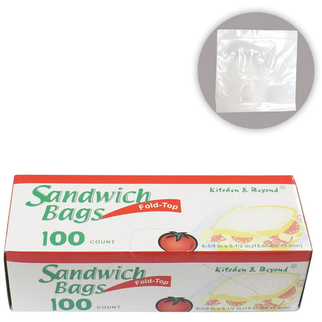 Fold-Top Sandwich Bags-Box Of 100 Count In Clear Plastic - D3-SAND-F100-Z02 - ToolUSA