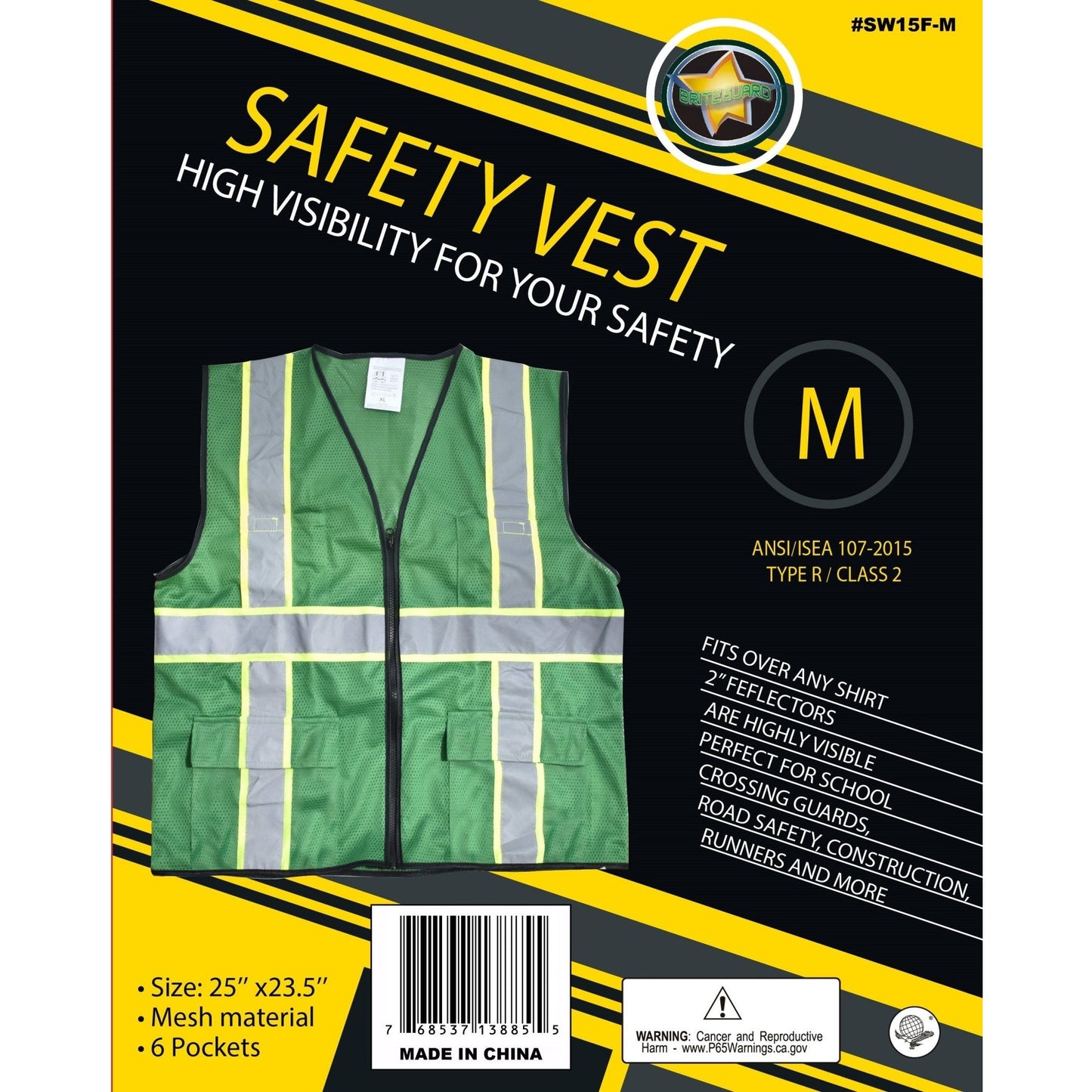 Forest Green Safety Vest, M - SF-MEDIUM - ToolUSA