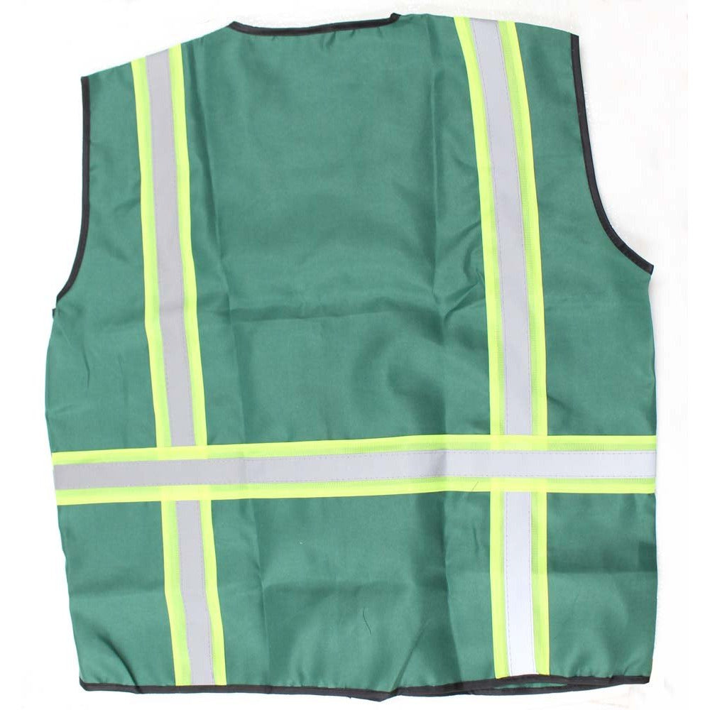 Forest Green Safety Vest With Neon Yellow And Silver Reflective Stripes-Size XX Large - SF-13881 - ToolUSA