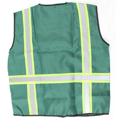 Forest Green Safety Vest With Neon Yellow And Silver Reflective Stripes-Size XX Large - SF-13881 - ToolUSA
