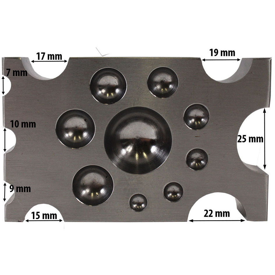 Half Spheres & Half Cylinders Dapping Block - TJ01-09830 - ToolUSA