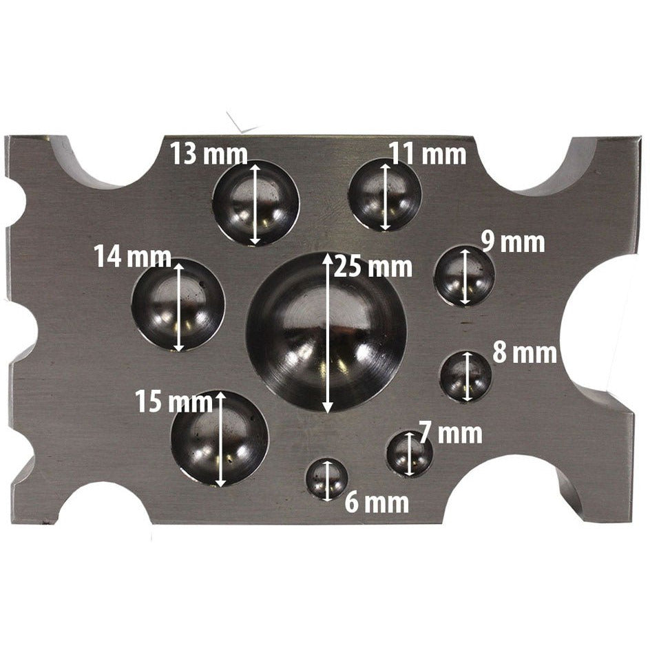 Half Spheres & Half Cylinders Dapping Block - TJ01-09830 - ToolUSA