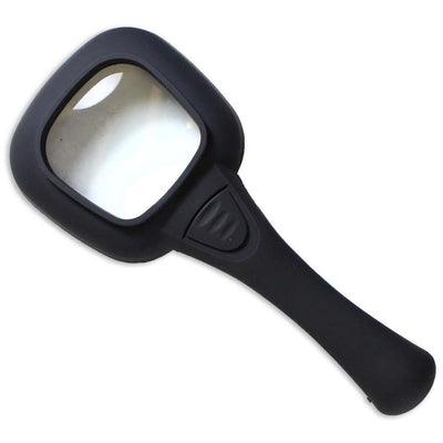 Handheld Square Shaped 4x LED/UV Magnifier with Ergonomic Handle - MG-07549 - ToolUSA