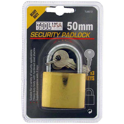 Heavy Duty 50mm Security Padlock - 3 Keys - TU8672 - ToolUSA