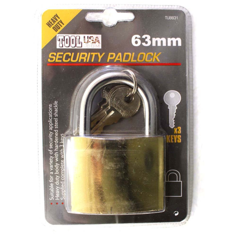 Heavy Duty 63mm Security Padlock - 3 Keys - TU8831 - ToolUSA