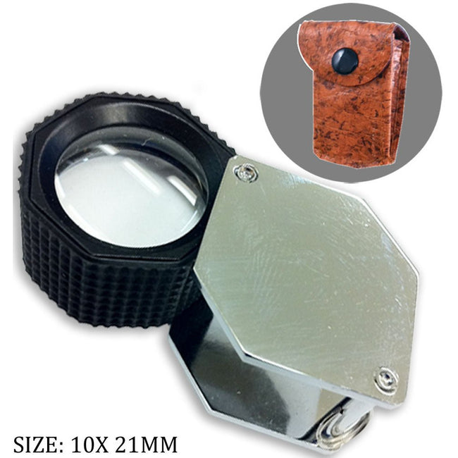 Hexagonal Frame Black Jeweler's Loupe - 10X Power - MG-17131 - ToolUSA