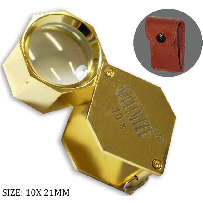 Hexagonal Frame Gold Mini Loupe - 10X Power - MG2410-921G - ToolUSA
