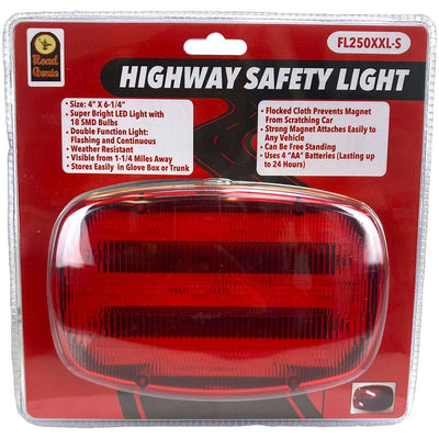 Highway Safety Double Function Light With Magnetic Back In Red With LED Lights - FL250XXL-S - ToolUSA