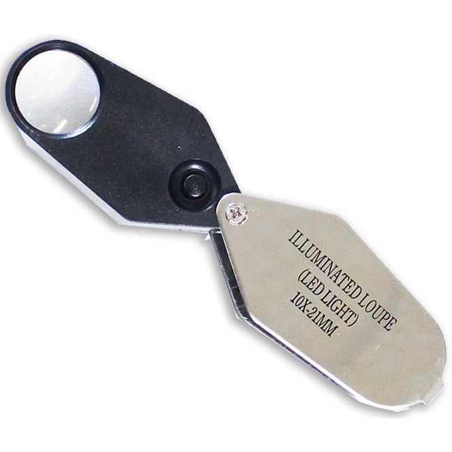 Jeweler's Loupe with LED Light and Screwdriver - 10X Power - MG-72110 - ToolUSA