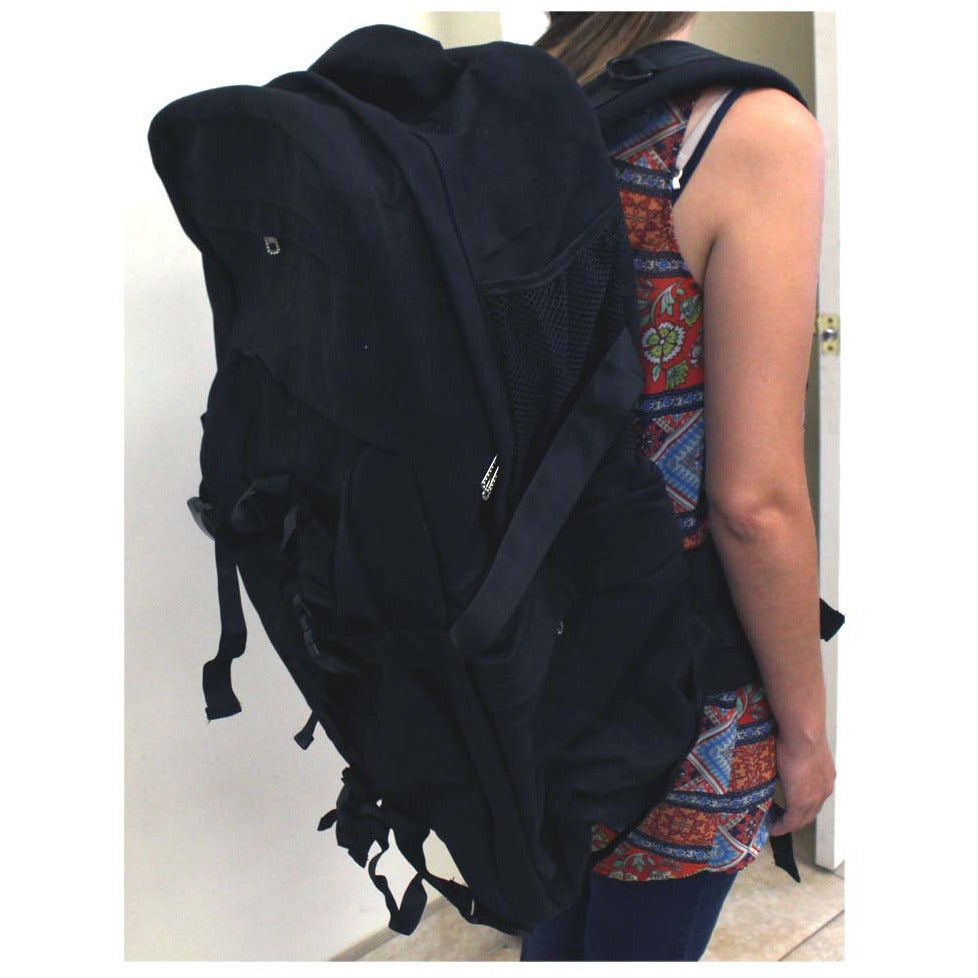 Jumbo Size Outdoor Heavy Duty Black Canvas Backpack - AB701-JUMBO - ToolUSA