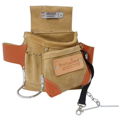 Leather Electrician's Tool Pouch with Tool Hangers and Multiple Pockets - AS-91035 - ToolUSA