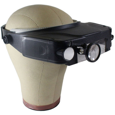 LED Illuminated Head Magnifier With 4 Lenses, And An Extra Swivel Down Lens - MG-18329 - ToolUSA