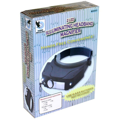 LED Illuminated Head Magnifier With 4 Lenses, And An Extra Swivel Down Lens - MG-18329 - ToolUSA
