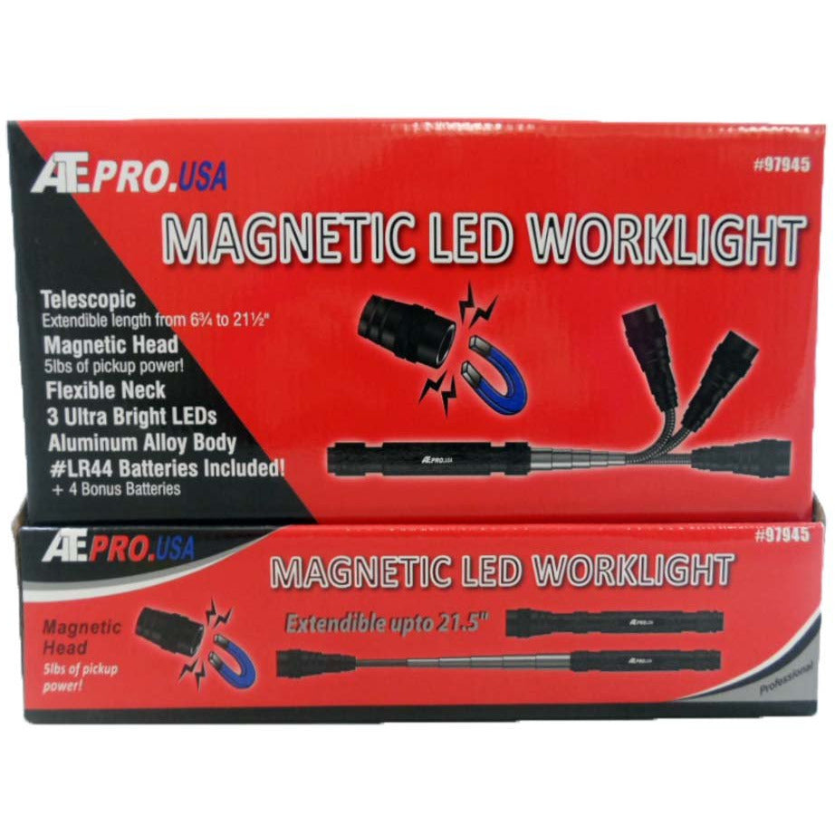 LED Worklight - Extendable Length & Magnetic Base - FL-LED-MC-YT - ToolUSA