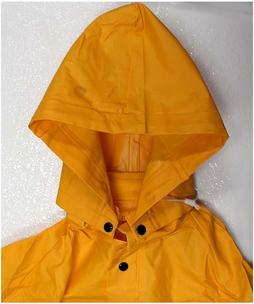 Men's 35 Mil Yellow PVC Rainsuit with Pants & Jacket with Detachable Hood