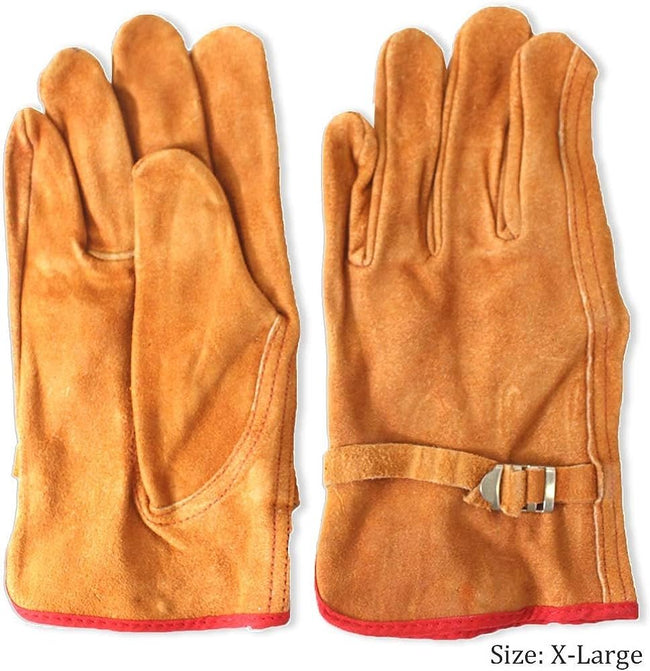 Men's Brown Split Unlined Driver's Gloves with Adjustable Pull