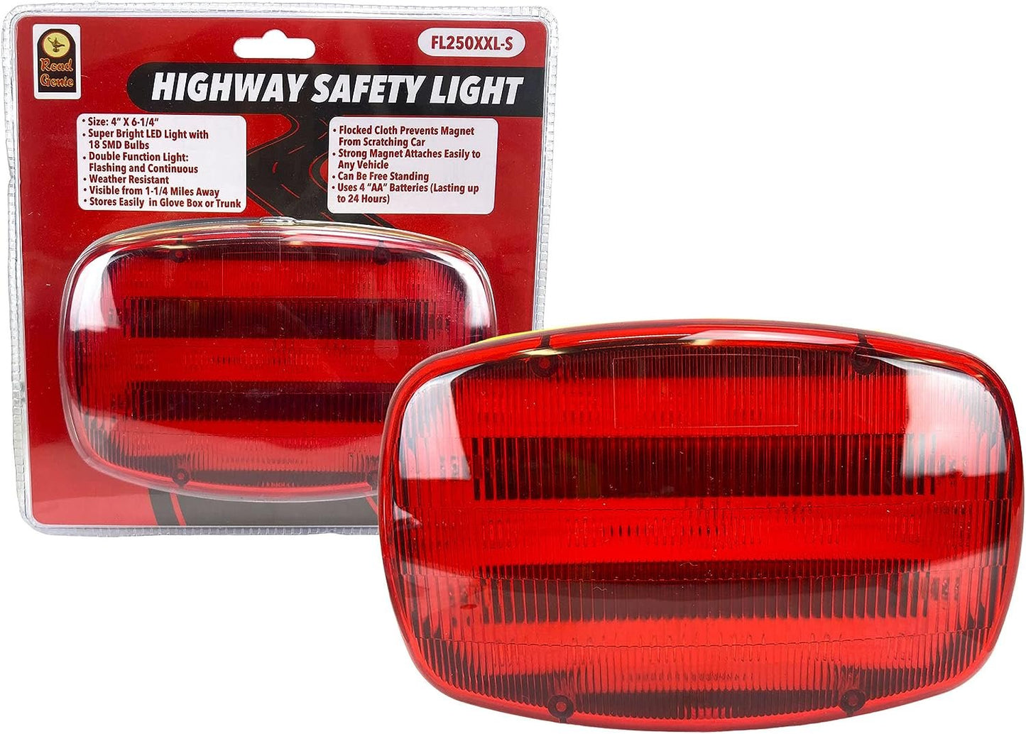 ROAD GENIE Red Highway Safety Lights LED with Magnetic Back || Light Beacon and Road Flare || Emergency Protection with Continous and Flashing Modes