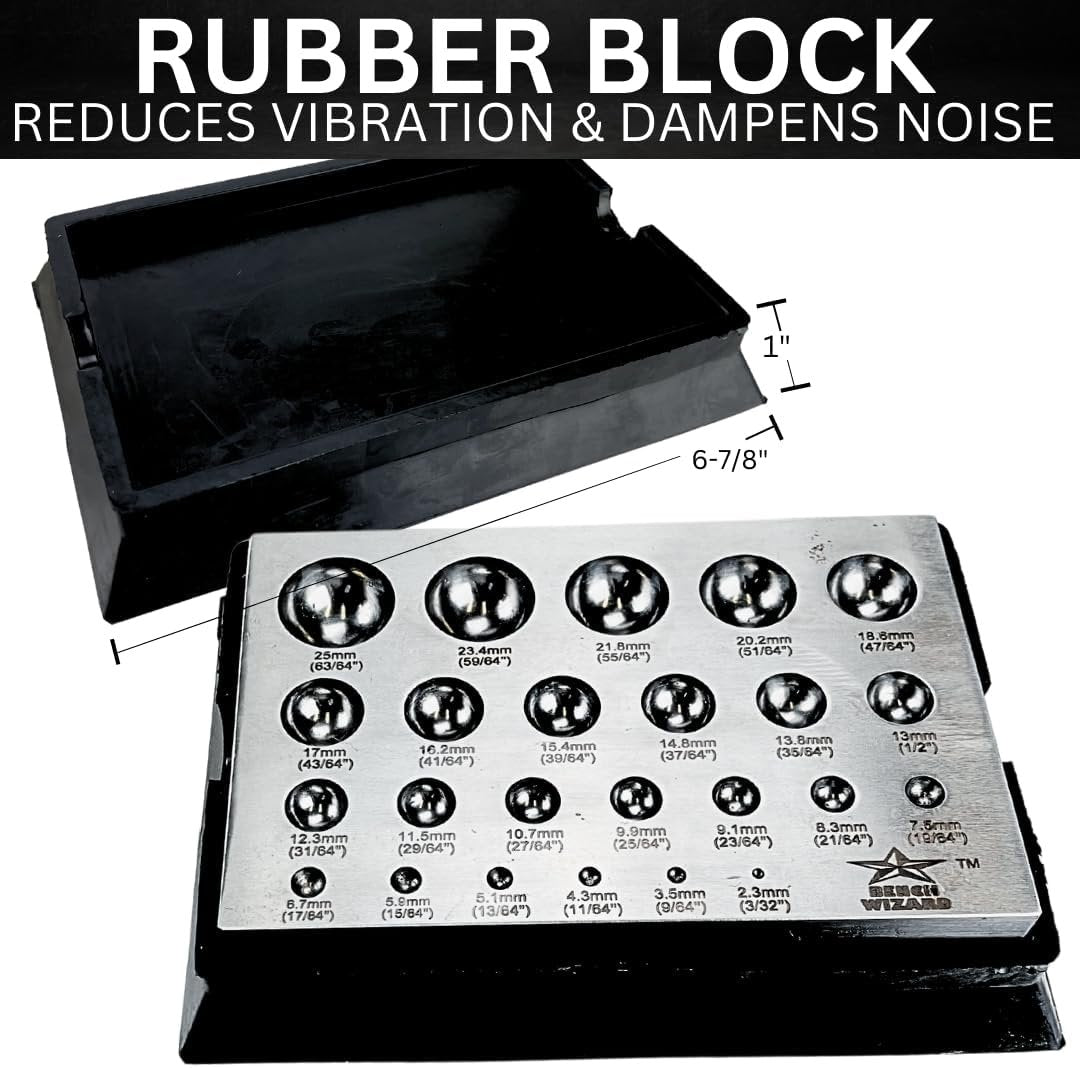 BENCH WIZARD 24 Piece Dapping Punches and Plate with Patented Rubber B ...