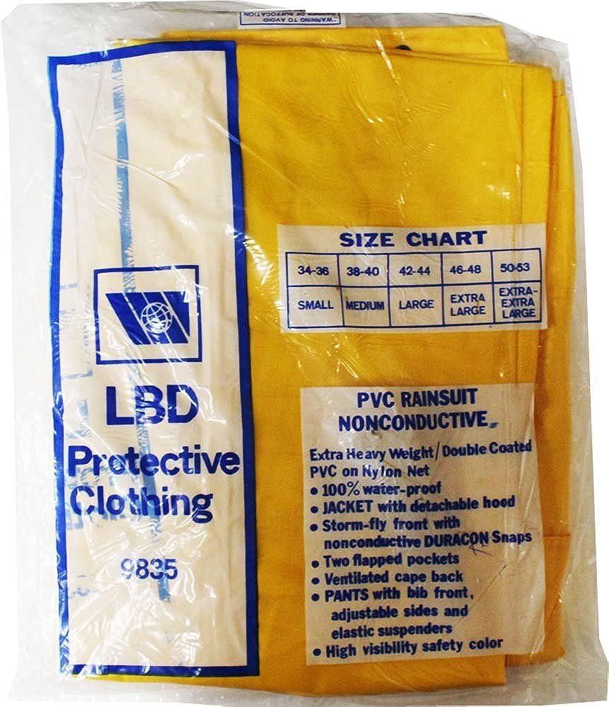 Men's 35 Mil Yellow PVC Rainsuit with Pants & Jacket with Detachable Hood