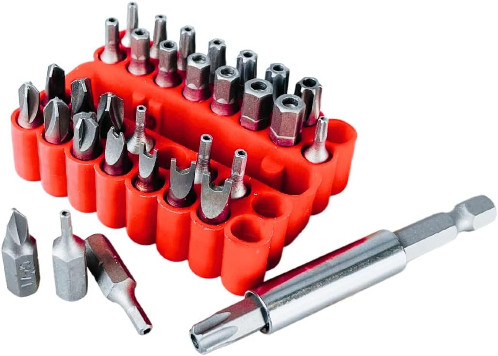Artesia Tool 33 Pc Security Bit Tamper Proof & Resistant Set | Chrome Vandium Construction | Includes SAE Hex, Metric Hex, Star Bits, Torq, Spanner, and Triwing for Multi-Purpose Use