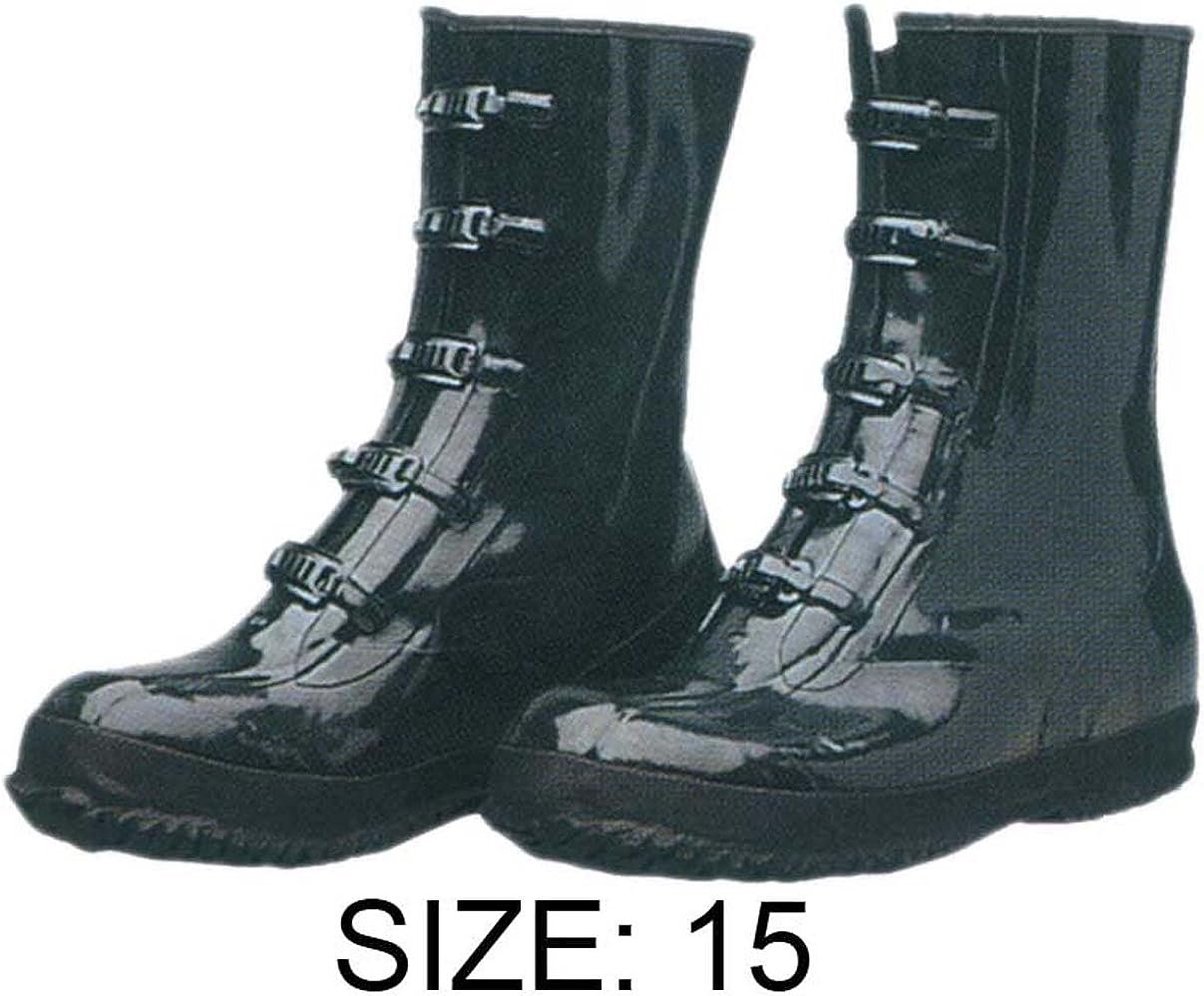 Black Rubber 5-Buckle-Down Boots - Over Shoe - Fabic Linned 