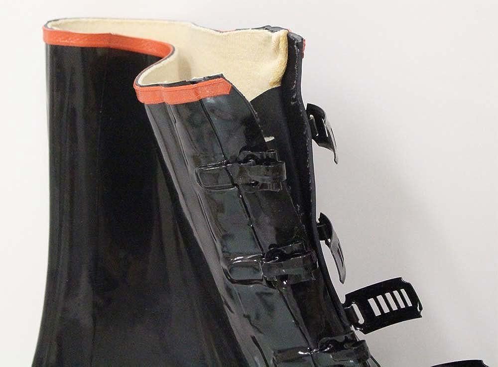 Black Rubber 5-Buckle-Down Boots - Over Shoe - Fabic Linned