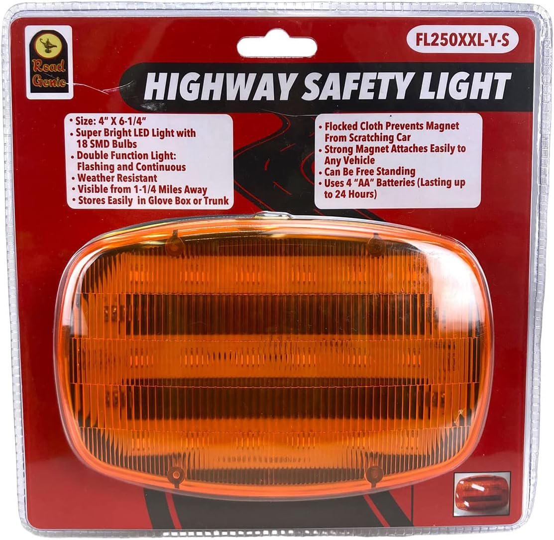 ROAD GENIE Red Highway Safety Lights LED with Magnetic Back || Light Beacon and Road Flare || Emergency Protection with Continous and Flashing Modes