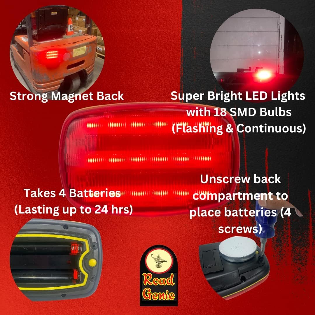 ROAD GENIE Red Highway Safety Lights LED with Magnetic Back || Light Beacon and Road Flare || Emergency Protection with Continous and Flashing Modes