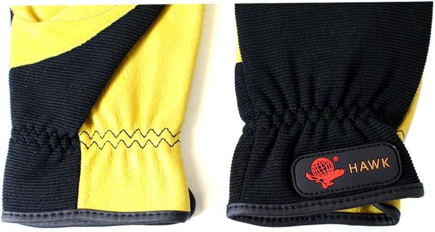 Men's Yellow Leather Gloves with Black Nylon Backs