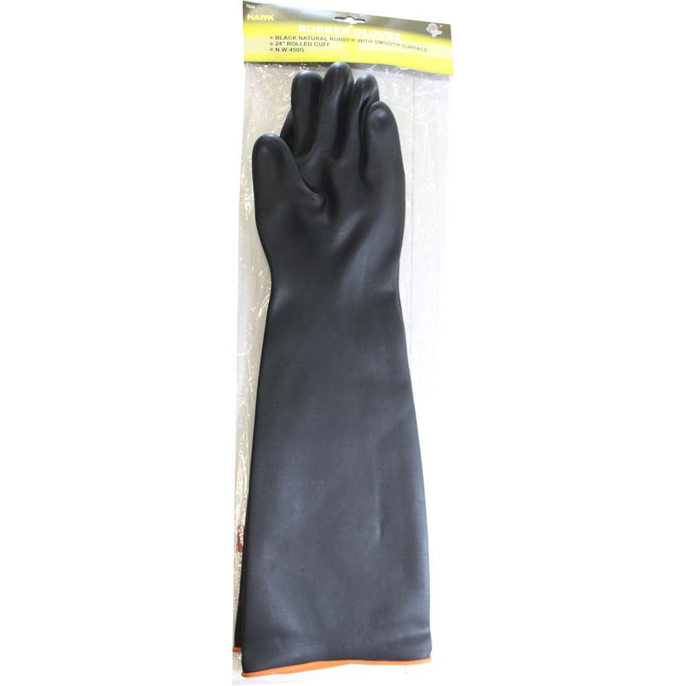 Men's 24 Inch Smooth Black Rubber Gloves - Large - GL-77924 - ToolUSA