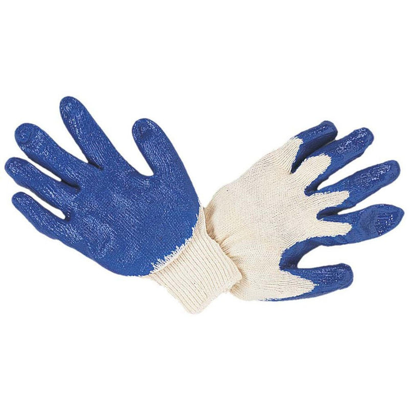 Men's Blue Latex Coated Gloves - Large (Pack of: 12) - GL-07475-Z12 - ToolUSA