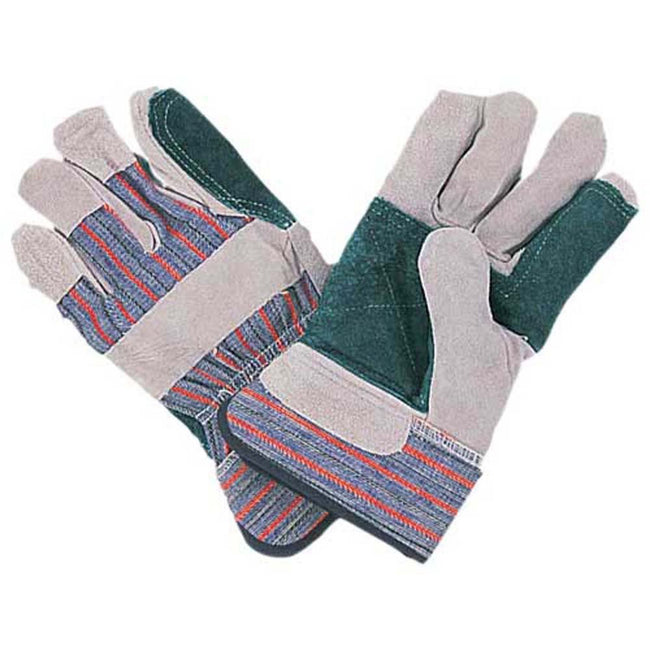 Men's Green Double Palm & Index Finger Leather Work Gloves - Extra Large (Pack of: 2) - GL-04505-Z02 - ToolUSA