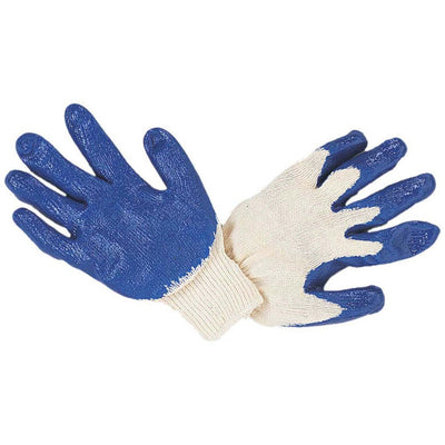 Men's Poly-Cotton Blue Latex Coated Gloves (Pack of: 12) - 7475-T-Z12 - ToolUSA