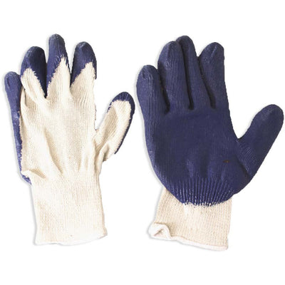 Men's Poly-Cotton Blue Latex Coated Gloves (Pack of: 12) - 7475-T-Z12 - ToolUSA