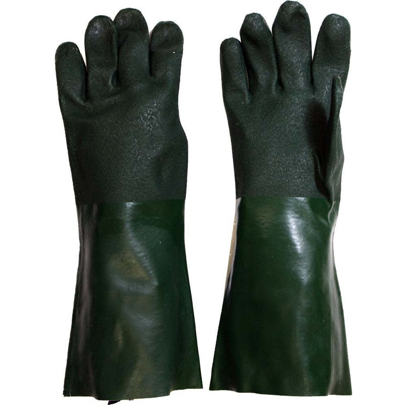 Men's PVC Dipped Green Sandpaper Finish Gloves with Gauntlet Cuff - Large (Pack of: 12) - GL-99014-Z12 - ToolUSA