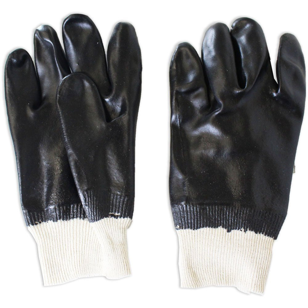Men's Smooth Black PVC Single Dipped Interlocked Lined Gloves with Knit Wrist - Large (Pack of: 12) - GL-09000-Z12 - ToolUSA