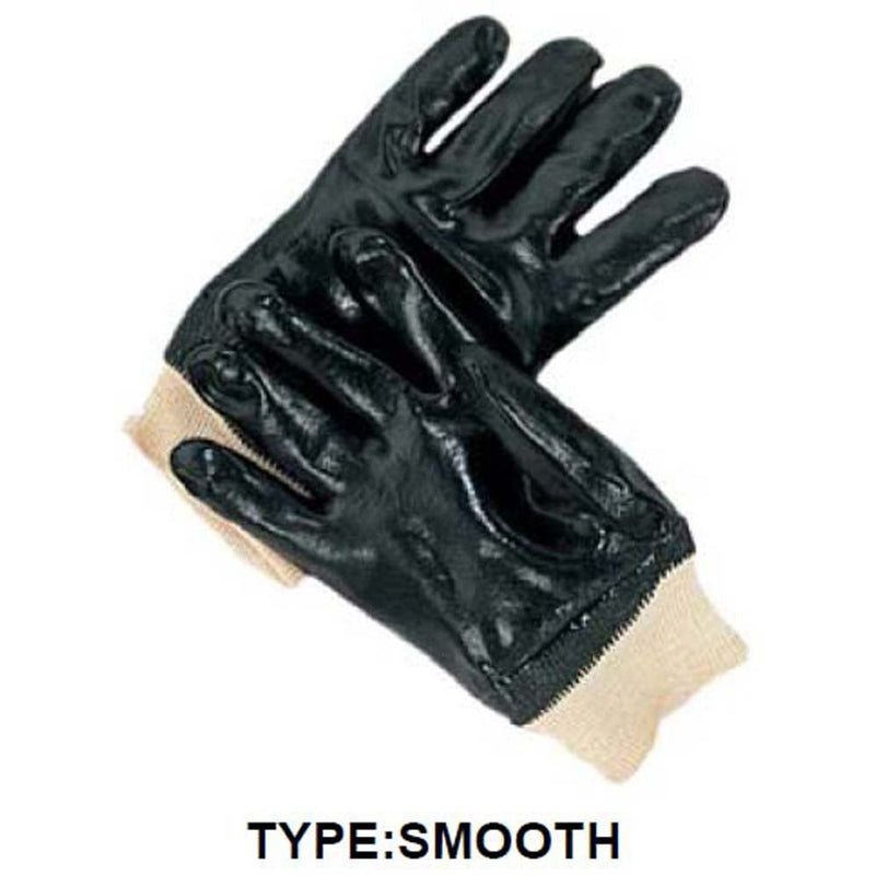 Men's Smooth Black PVC Single Dipped Interlocked Lined Gloves with Knit Wrist - Large (Pack of: 12) - GL-09000-Z12 - ToolUSA