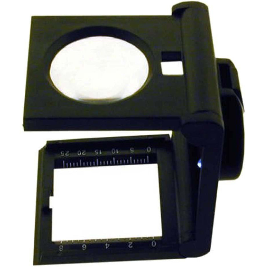 Mini-Size Folding Magnifier with LED Light and Built-In Measurement Markings - MG-77550 - ToolUSA