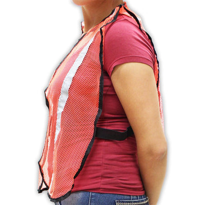 Neon Red Mesh Safety Vest | Silver Reflective Stripes - SW2-Y - ToolUSA