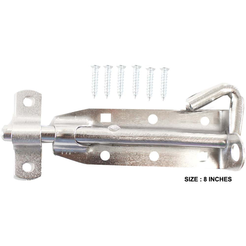 Nickel Plated Door Bolt with Fittings and Installation Hardware - ToolUSA