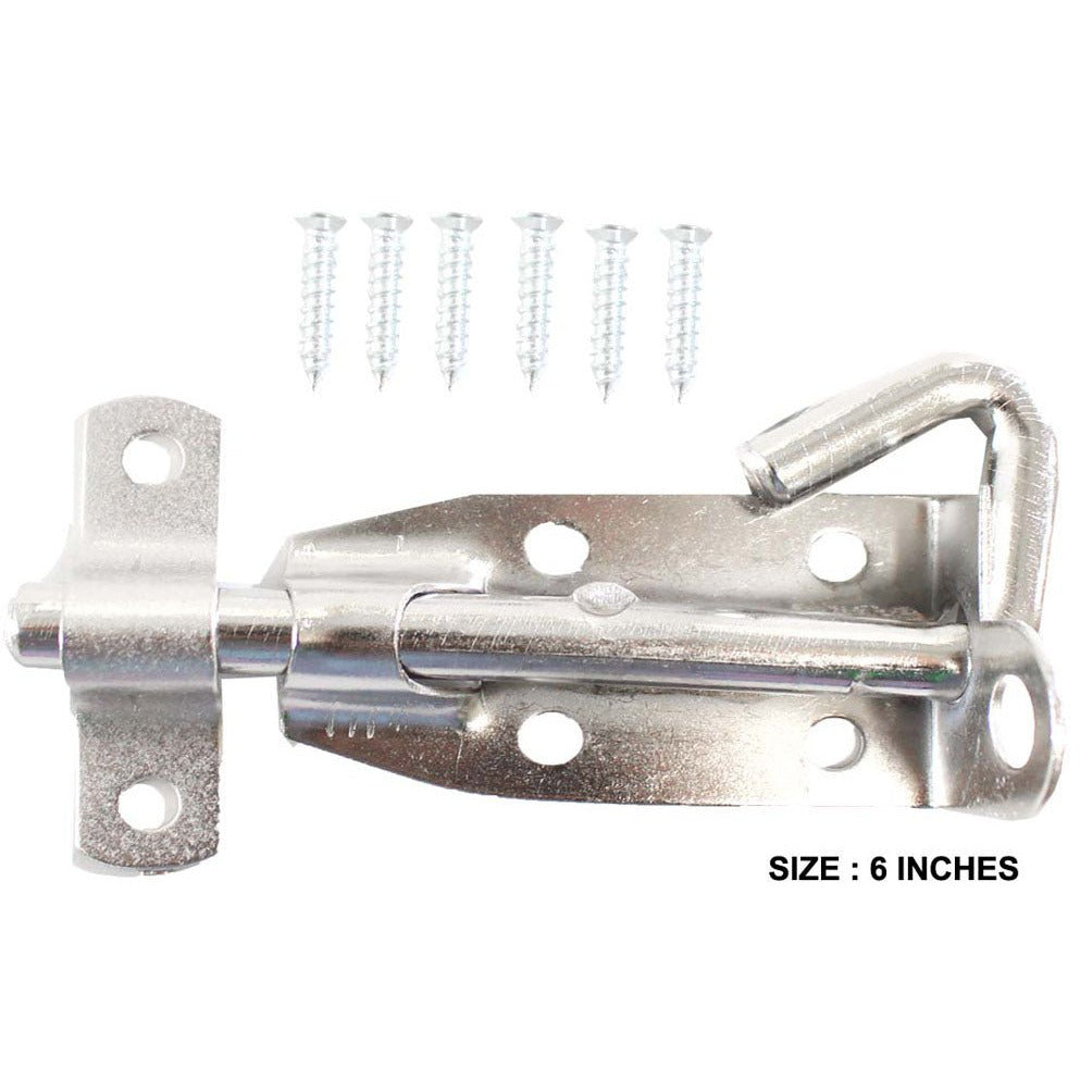 Nickel Plated Door Bolt with Fittings and Installation Hardware - ToolUSA