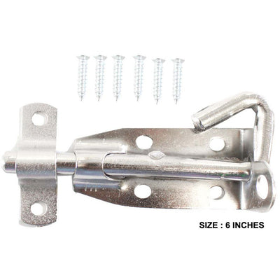 Nickel Plated Door Bolt with Fittings and Installation Hardware - ToolUSA