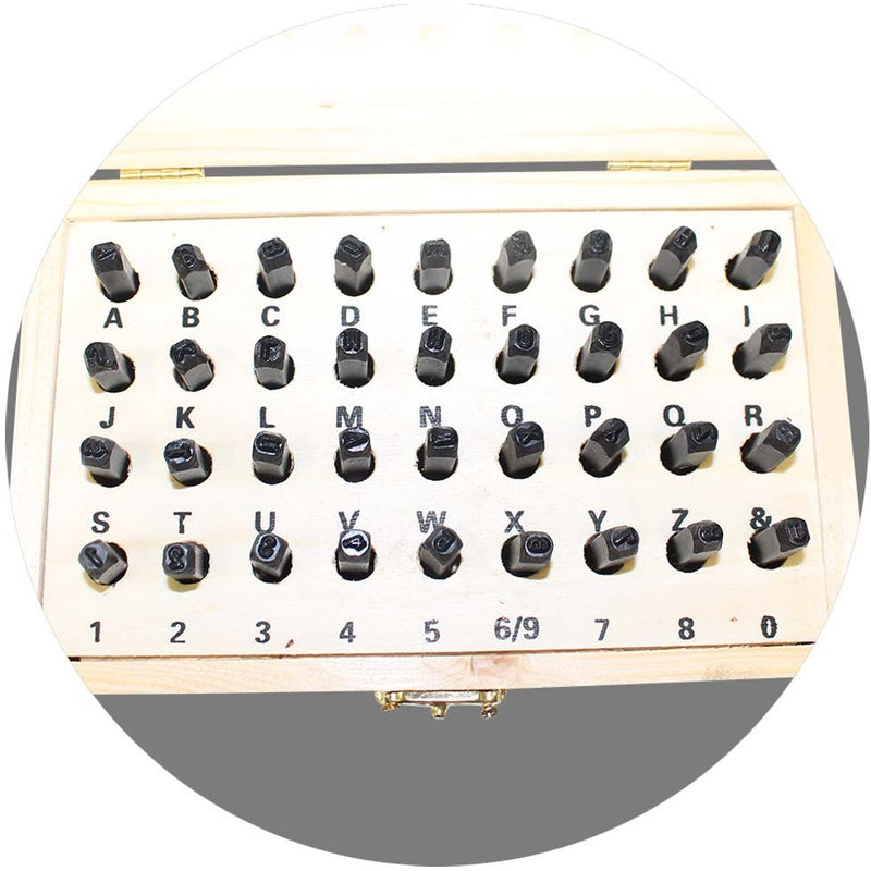 Number & Capital Letter Punch Set In Wooden Case 36 Pc (3mm 1/8") - TZ01-90995 - ToolUSA