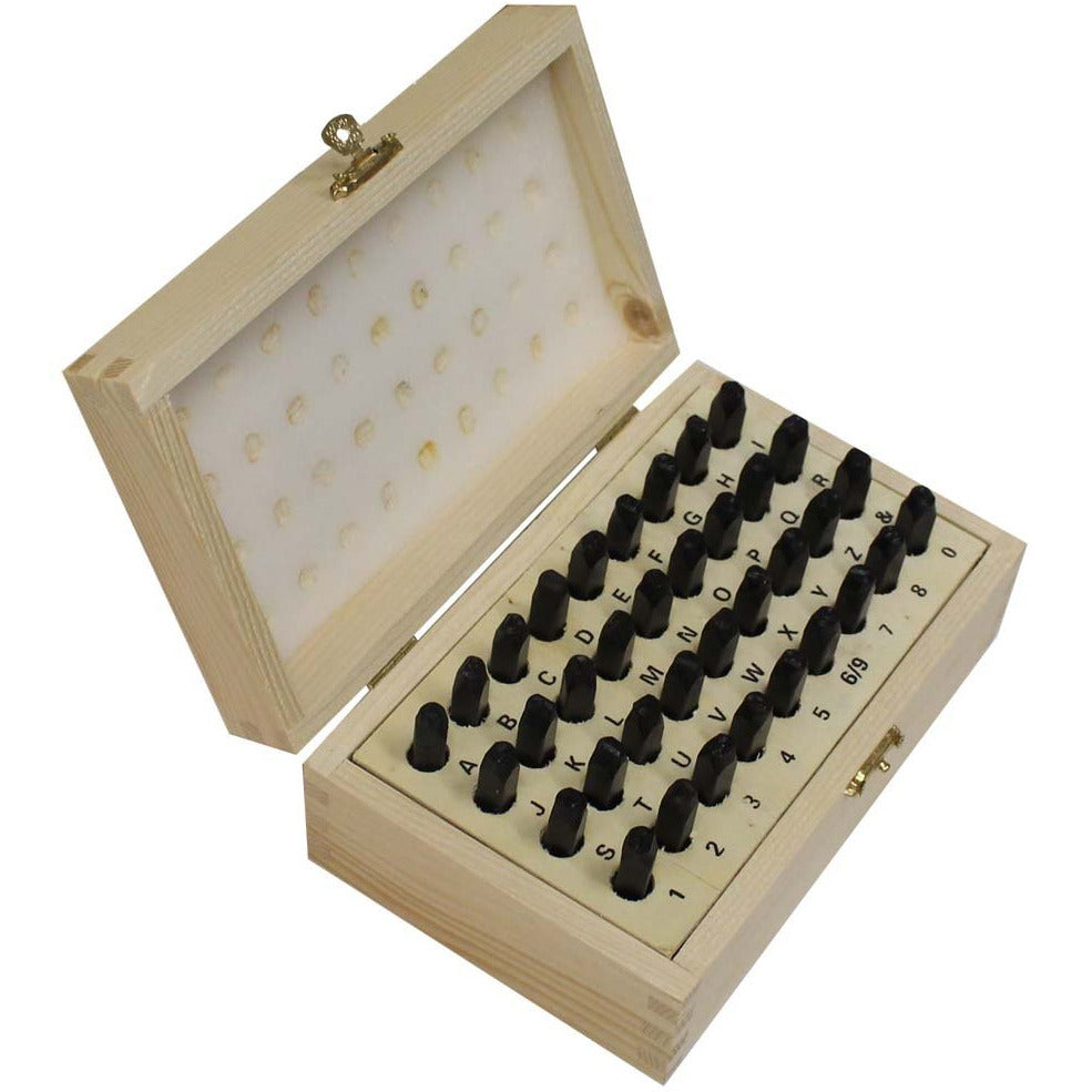 Number & Capital Letter Punch Set In Wooden Case 36 Pc (5mm 3/16") - TZ01-70997 - ToolUSA