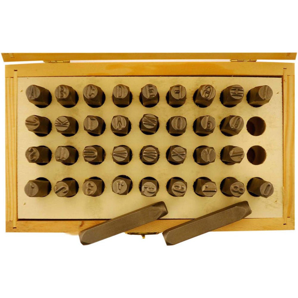 Number & Capital Letter Punch Set In Wooden Case 36 Pc (8mm 5/16") - TZ01-79099 - ToolUSA