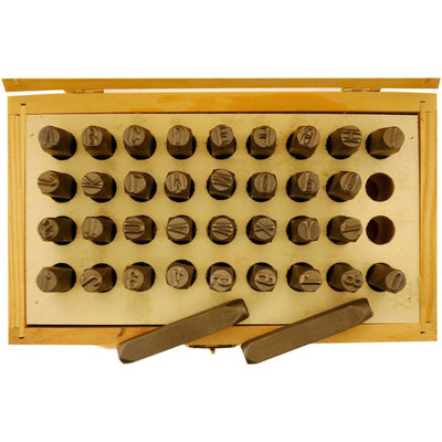 Number & Capital Letter Punch Set In Wooden Case 36 Pc (8mm 5/16") - TZ01-79099 - ToolUSA